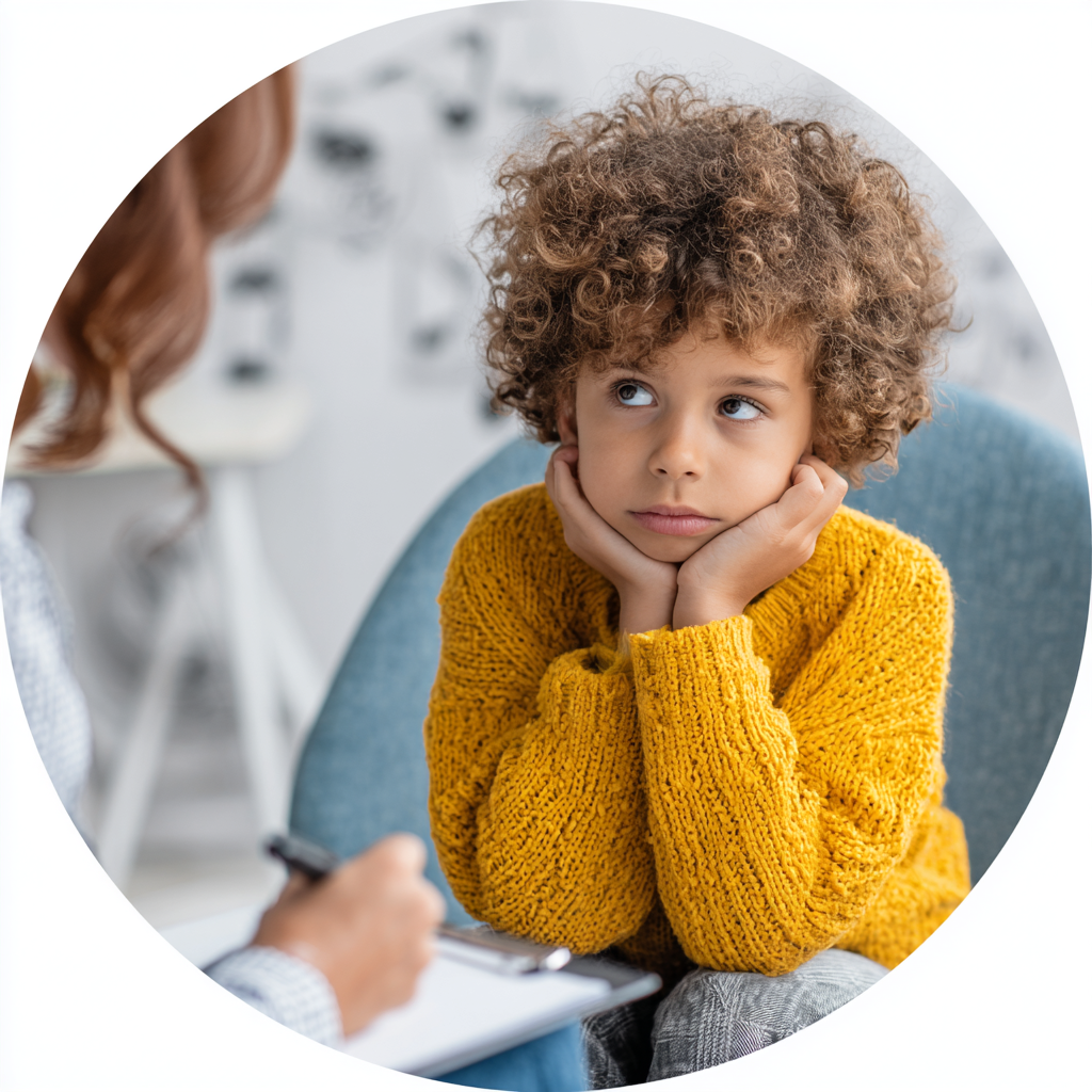 Child in therapy session with clinician