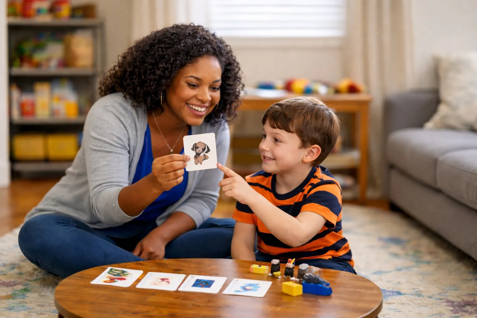 Family enjoying time together at home